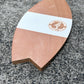 Retro Vibes timber balance board featuring a custom striped wood grain design for home surf practice.