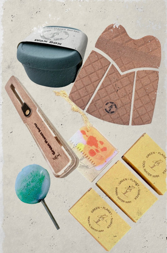 Collection of eco-friendly products including a small container, clove, and soap bars on a textured surface.